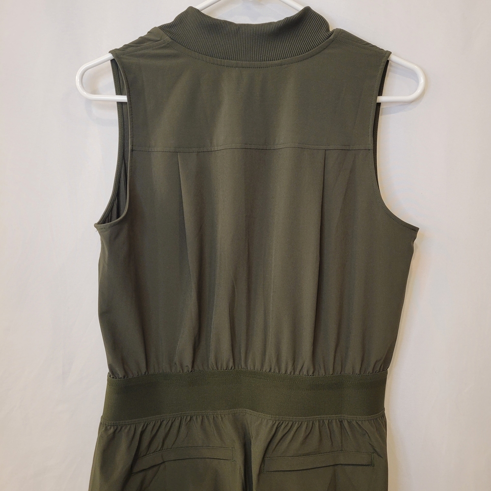Athleta Dark Green Sleeveless Jumpsuit Size 6 *Missing Zipper Slider - Picture 3 of 6